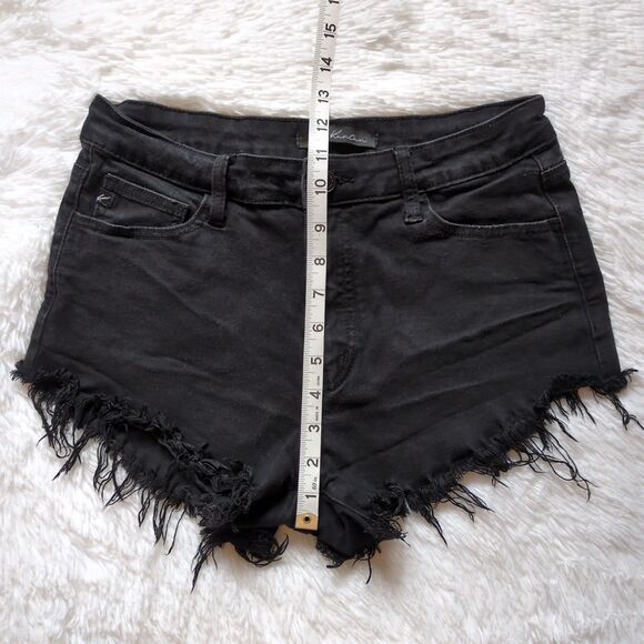 KanCan Distressed Raw Hem Denim Shorts Juniors Size 9 / 28 Black Casual Festival - Picture 9 of 10